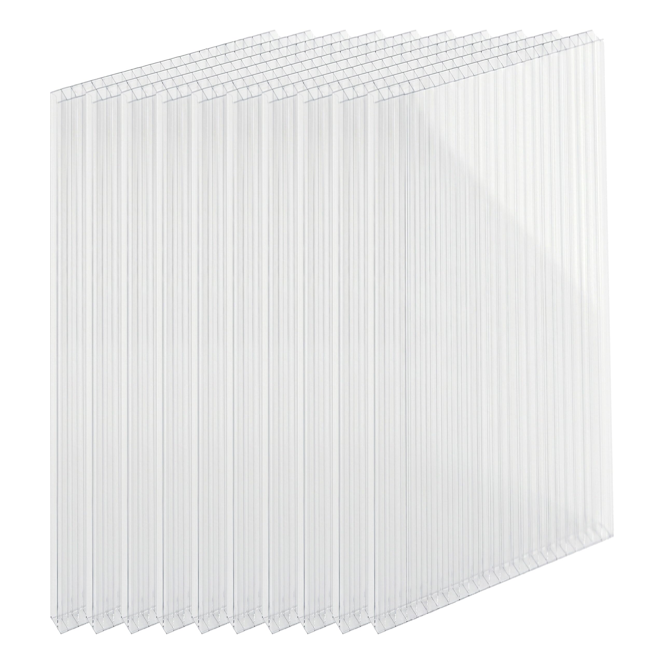Relaxdays Doppelstegplatten 10er Set, Hohlkammerplatten 6mm, für Gewächshaus, HB: 121x60,5 cm, Polycarbonat, transparent