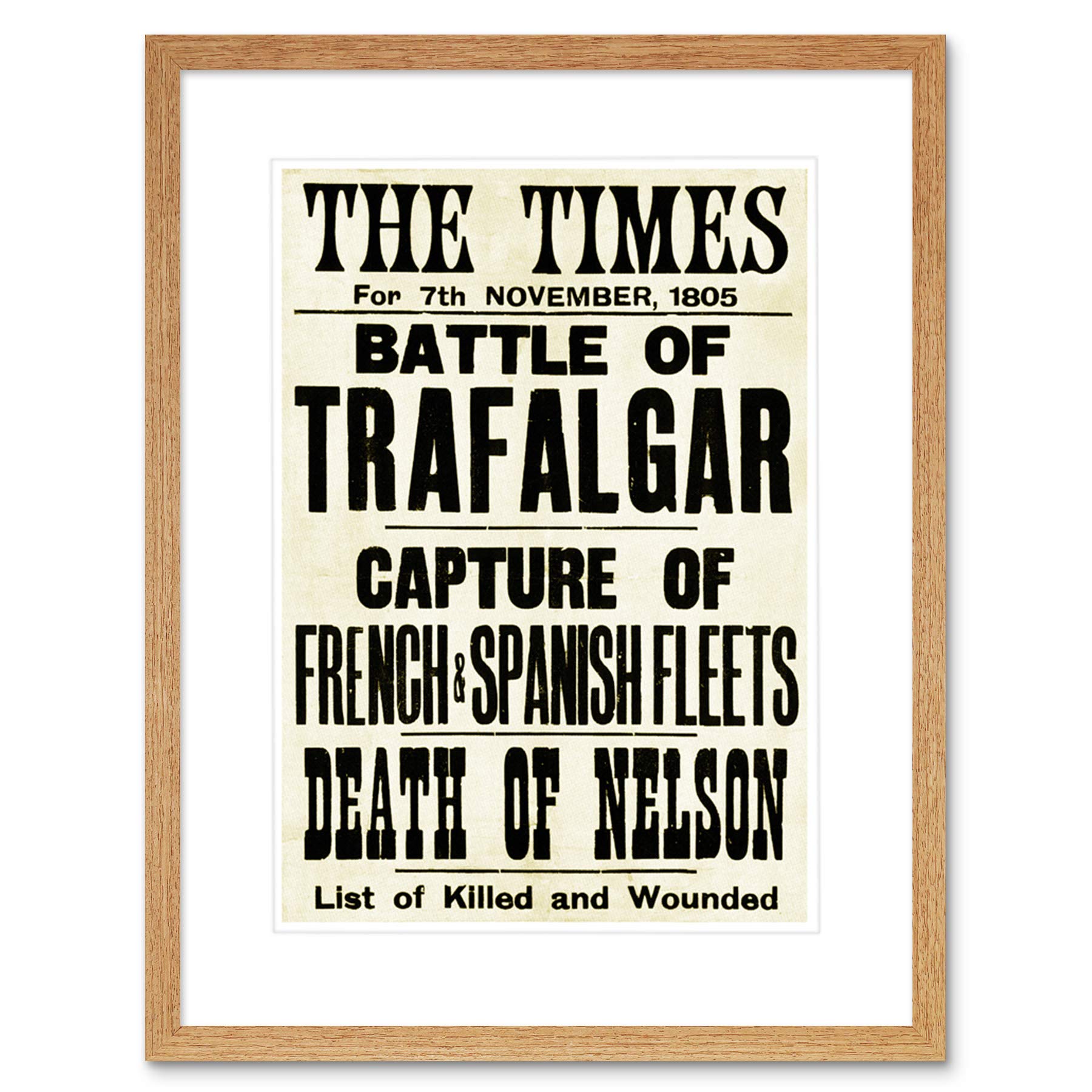 Wee Blue Coo War Napoleonic Battle Trafalgar Times News 1805 UK Nelson Navy Framed Wall Art Print