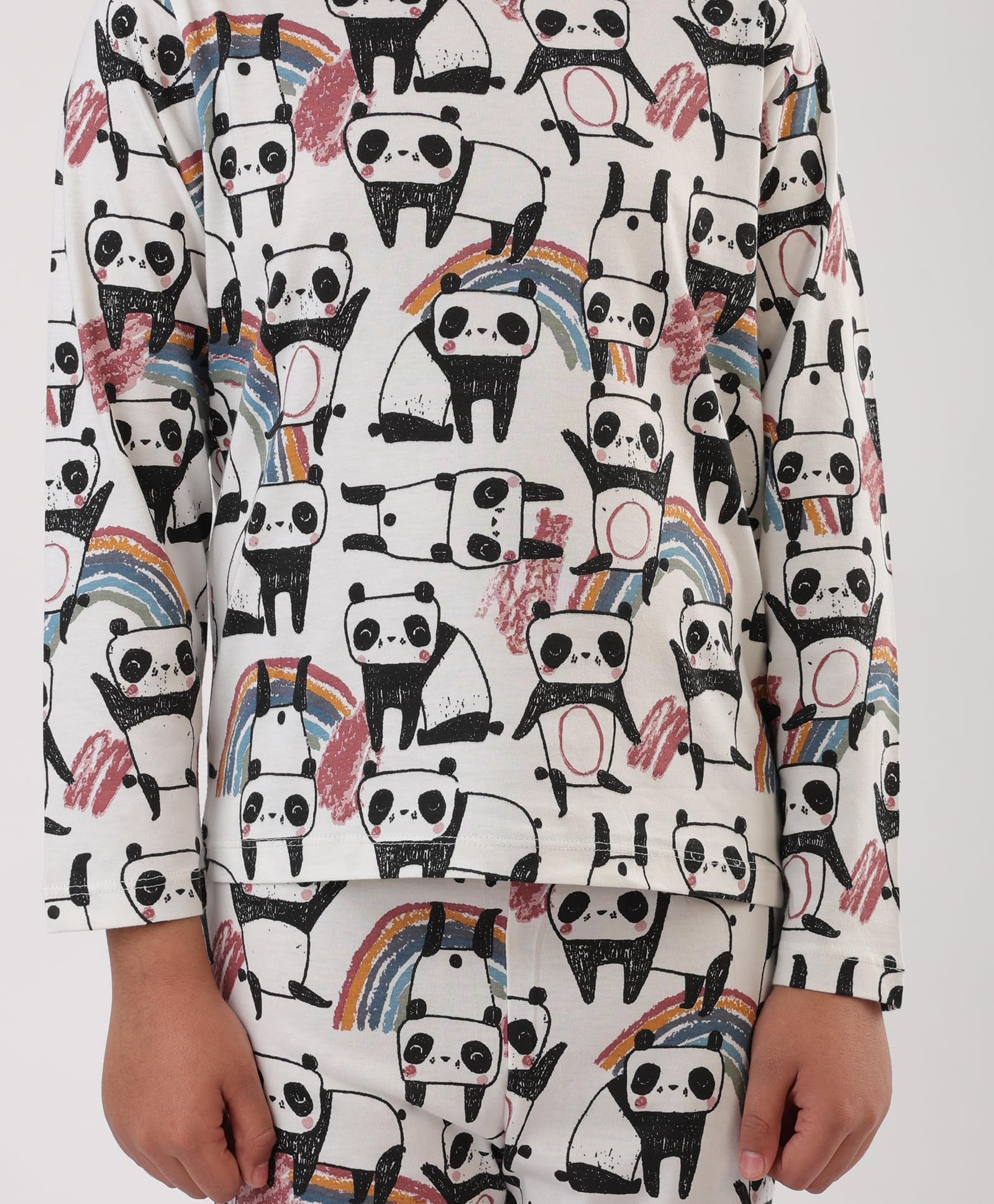 ANTHRILO Panda Long Sleeves Boys Pyjama Set - White - Image 2 thumbnail