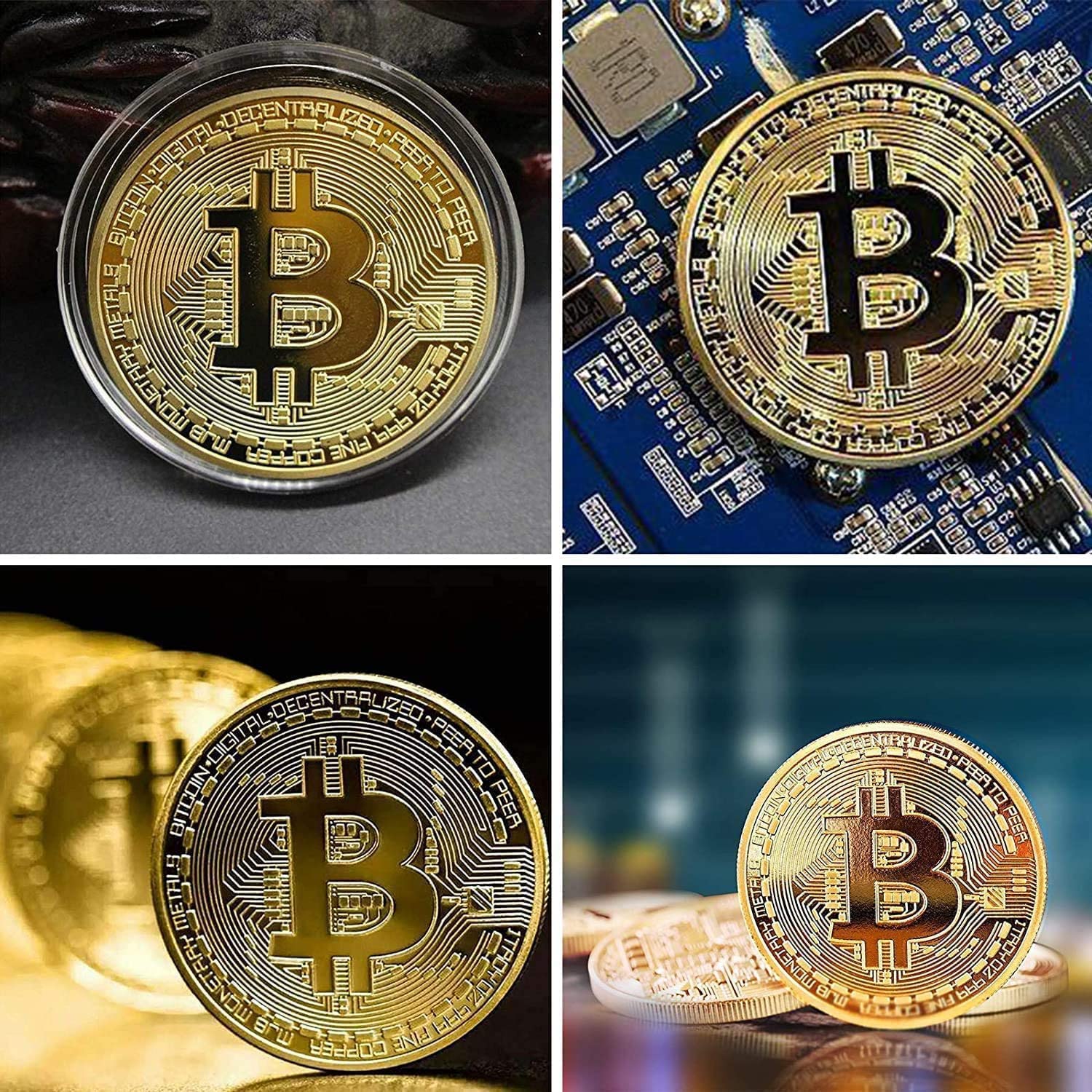 Monete Bitcoin, moneta commemorativa, metallo placcato oro, da collezione, regalo di Natale 3-Pack