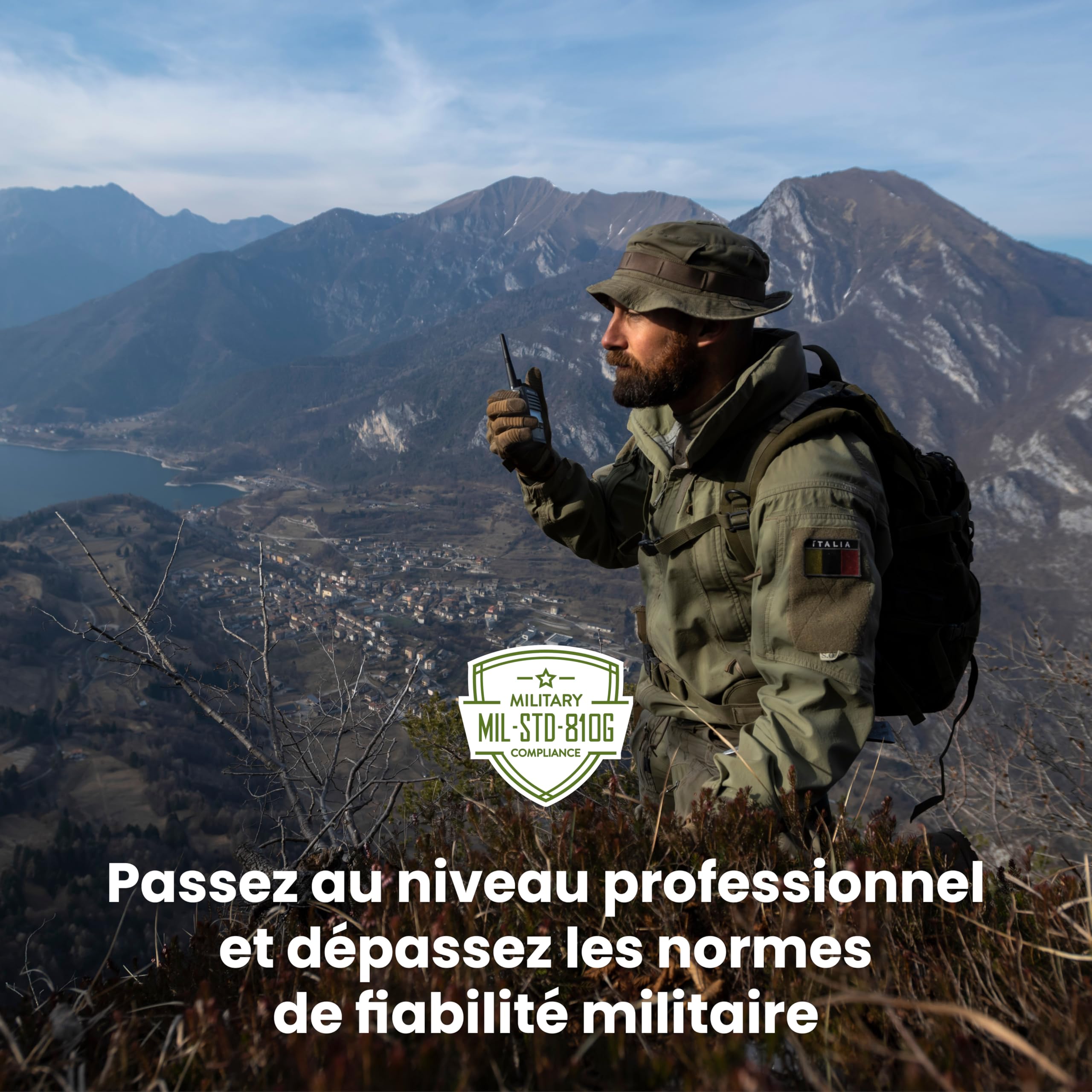 Midland G18 Pro Noise Cancelling C1145.04 - Talkie-Walkie Longue Portée 12Km, 99 Canaux PMR446, Étanche IP67, Autonomie 22H, Fonction Réduction de Bruit, Brouilleur Scrambler et Compander