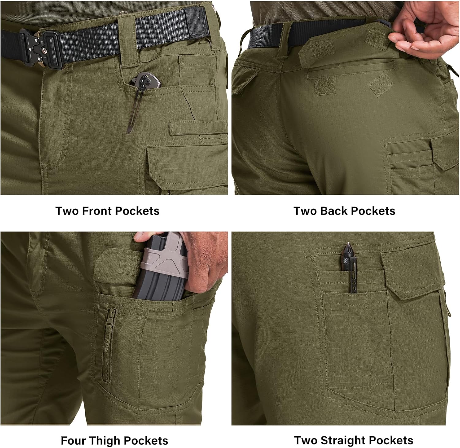 Men's Hiking Cargo Tactical Shorts with Multi Pockets Stretch Water Resistant Shorts Outdoor Hiking Fishing Camping(No Belt)