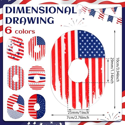 Miniatura 2 de Mixweer Parches adhesivos compatibles con Dexcom G7 cinta adhesiva precortada a prueba de sudor, bandera de EE. UU., parches con sensor CGM para