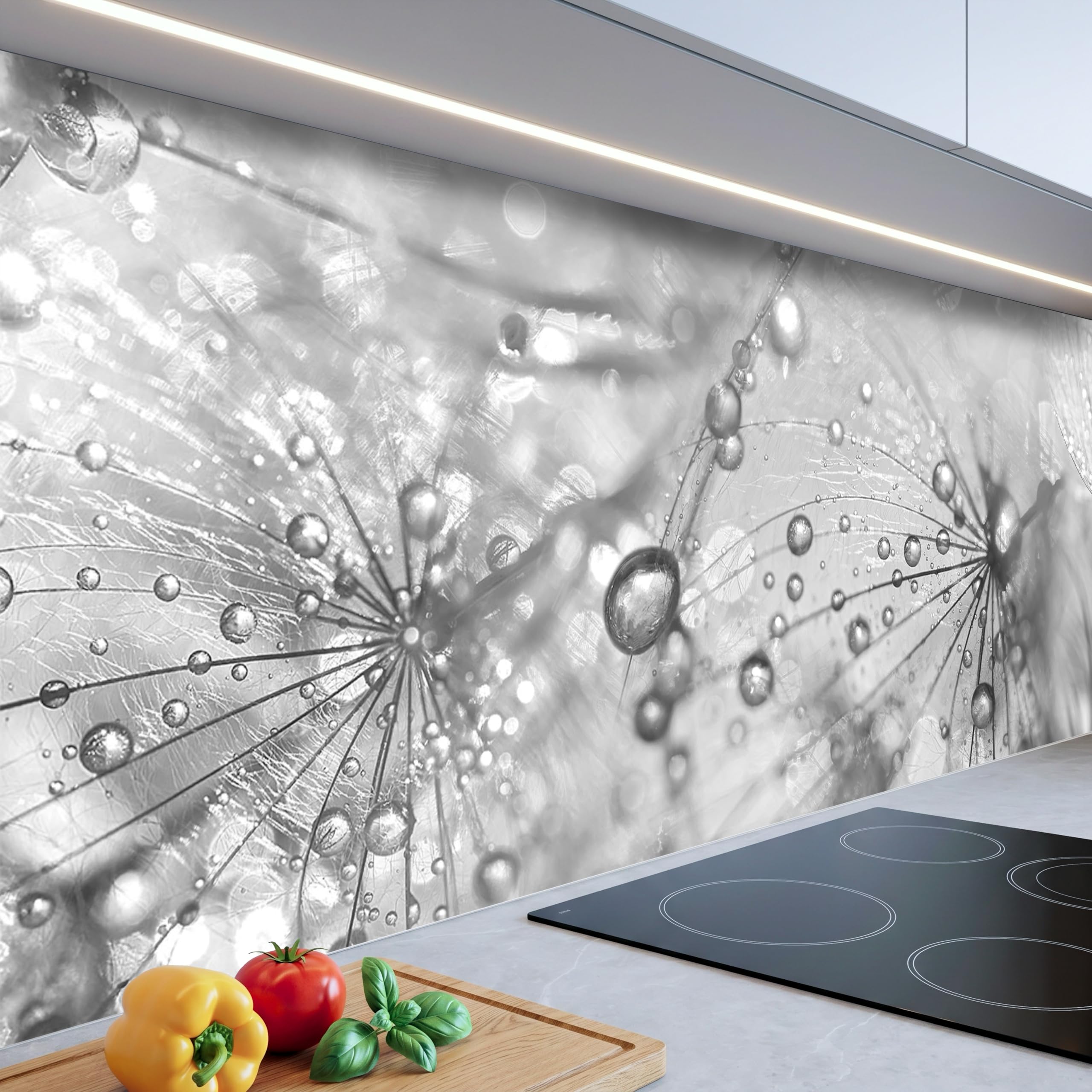 Panel antisalpicaduras de cocina ABS de 300x60 cm con diseño de gotas de lluvia