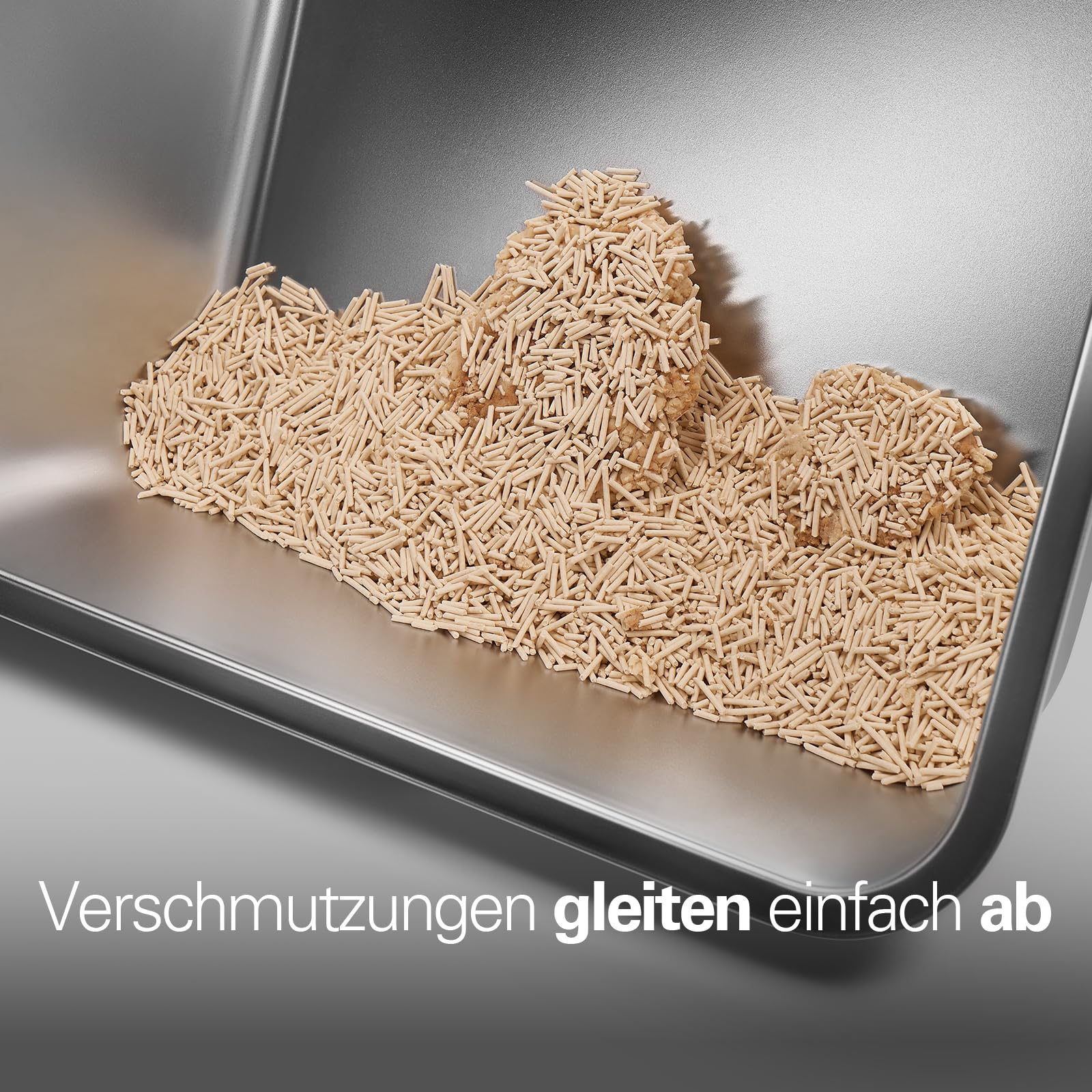 Barhon Katzenklo Edelstahl XXL 60 x 40 x 15 cm, Katzentoilette Edelstahl groß für Großkatzen mit hoher Seite, Katzenklo Metall Nicht klebend, leicht zu reinigen