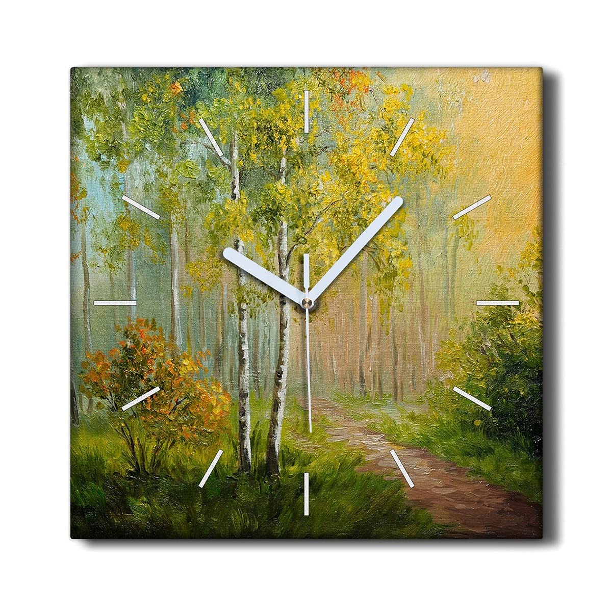 Horloge Murale Toile Coloray 30x30cm au Design Artistique de Feuilles