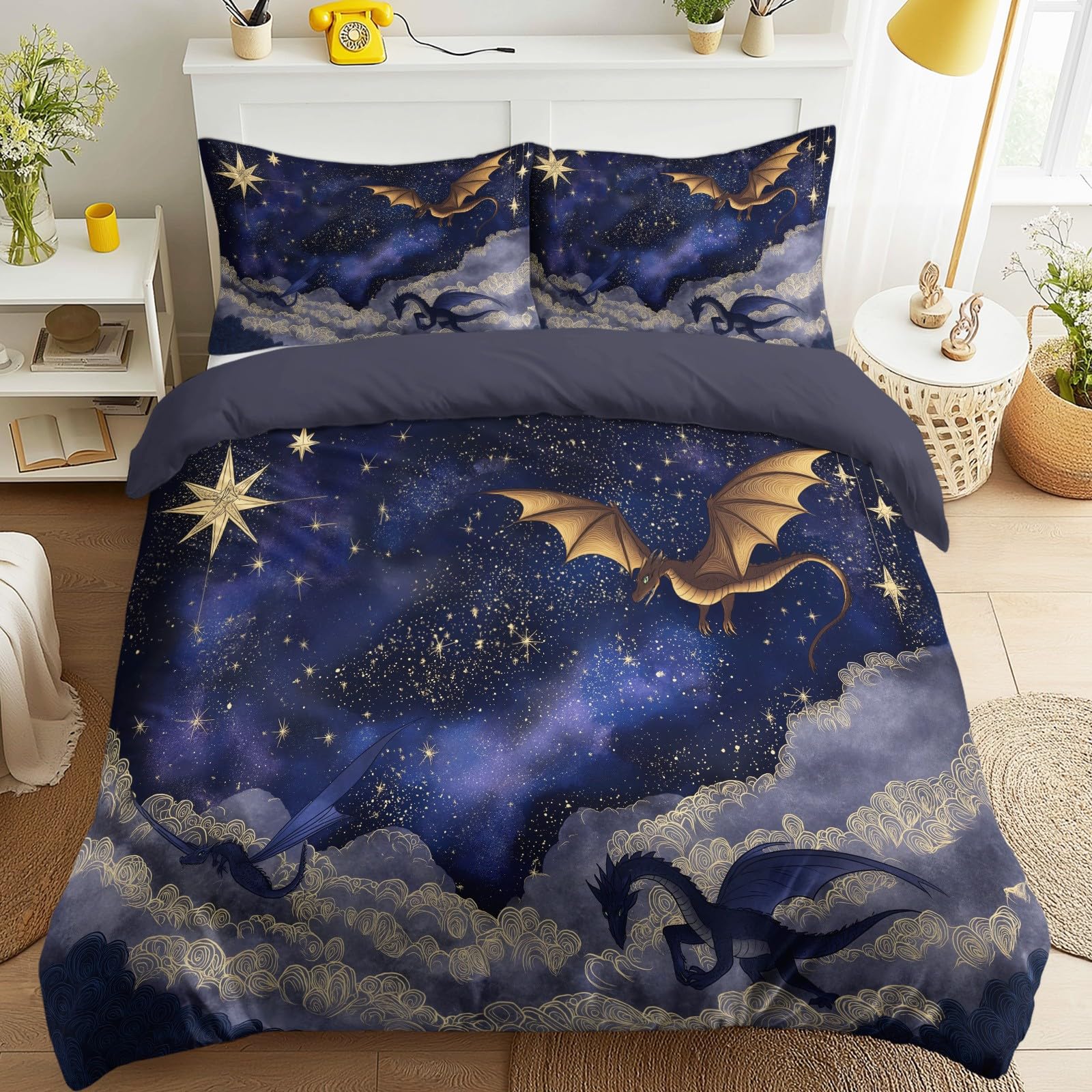 Housse de couette dragon grandiose parure de lit grand confort