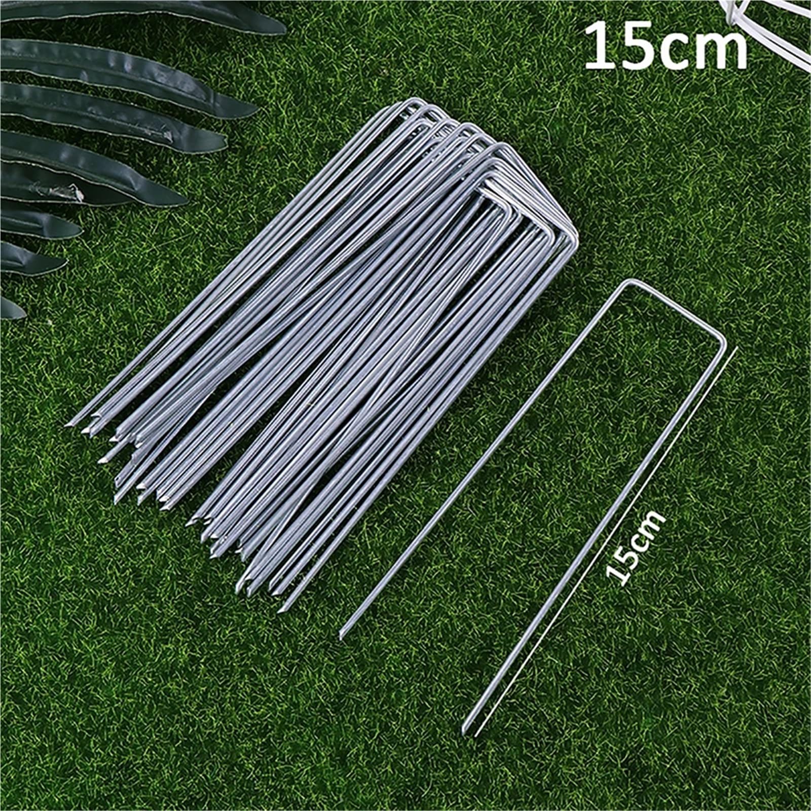 100 Pezzi 10/15 cm graffette da Giardino a Forma di U picchetti Resistenti for Tende Prato Fissaggio for Erbacce per Giardini(15CM)