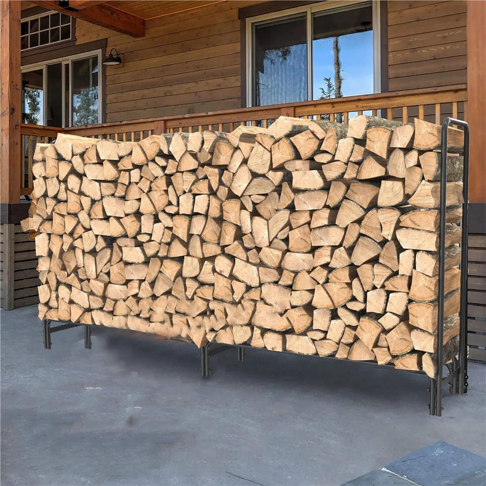 Porta legna Portalegna for legna da ardere in metallo resistente 91,6 pollici, grande e lungo, for impilare, giardino interno