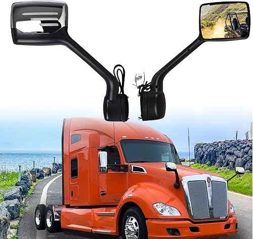 Conjunto de espejo de capó cromado con luz LED de repuesto para Kenworth T680 T880, Peterbilt 579, Semi Trucks Kenworth T680 Peterbilt 579