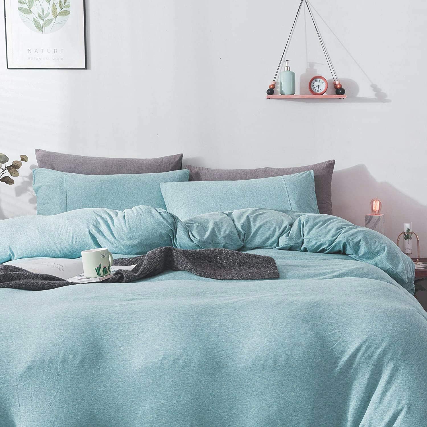 Dreamfine Jersey Cotton Duvet Cover Queen 90x90 Inch Super Soft Wrinkle-Free with Zipper Closure, Machine Washable and Easy Care, Charcoal Grey : Home & Kitchen