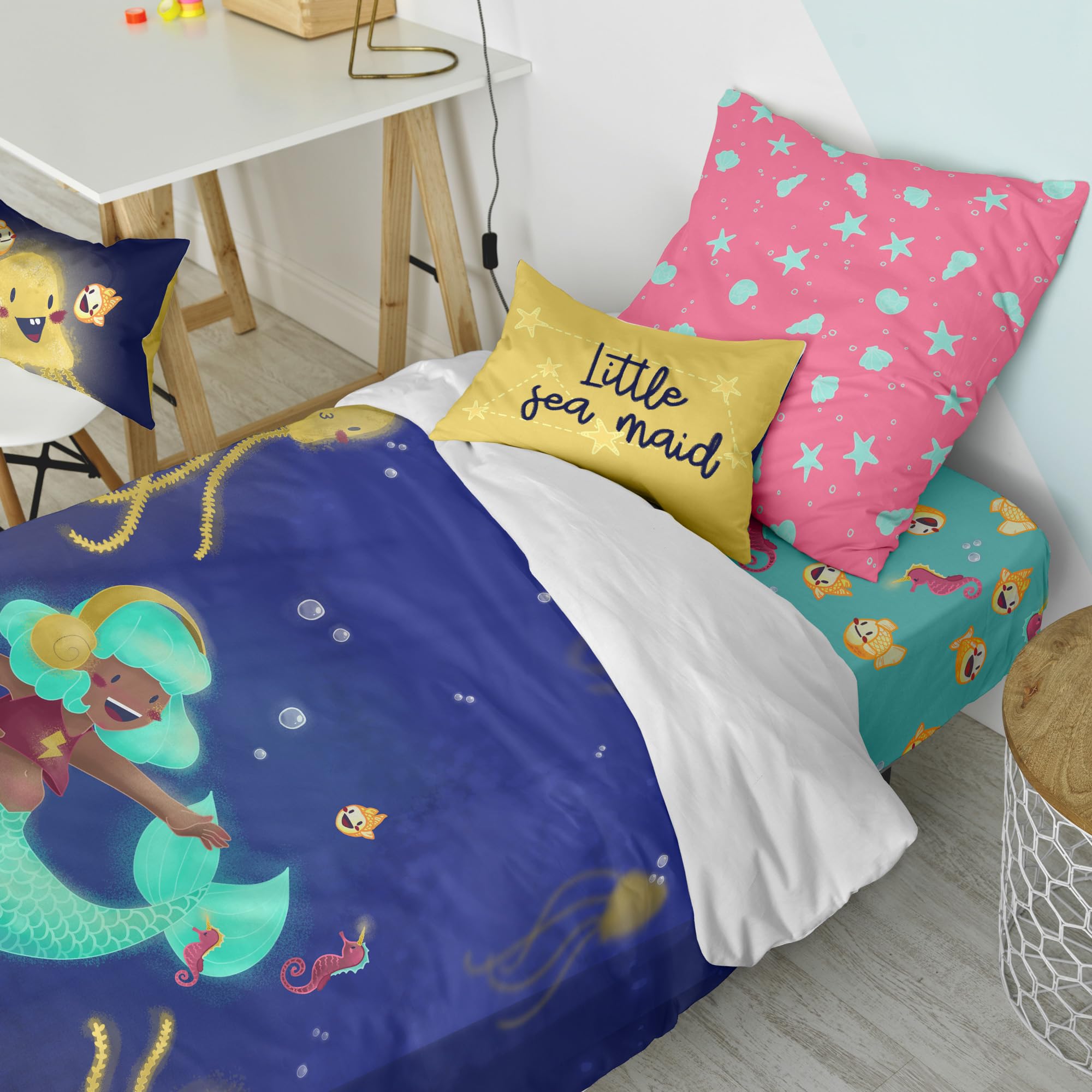 Housse de lit sirène 140x200 cm fini la couette qui glisse du lit 80