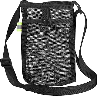 Uxcell Water Bottle Holder With Adjustable Shoulder Strap, Carrier Bag, Mesh Crossbody Carrier With Pocket for Sports, Hiking, Walking, Travel