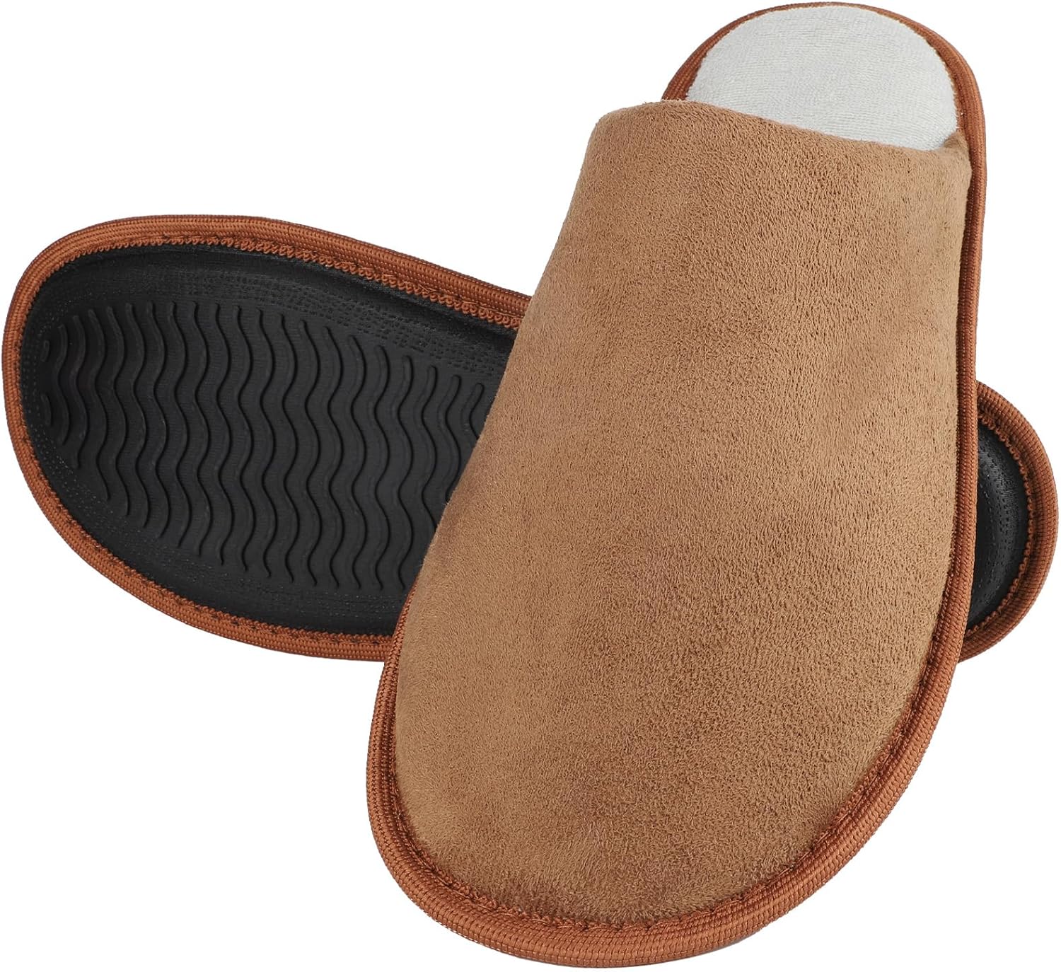 riemot Mens House Slippers Memory Foam Bedroom Shoes Cushioned Lightweight Sandals for Home Indoor Travel Slipper Brown EU 46-47 - Image 3