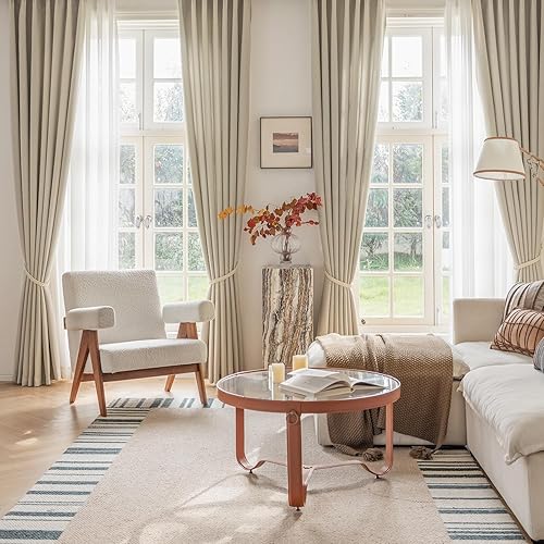 Miniatura 9 de jinchan - Cortina oscurecedora con textura de lino, de 90 pulgadas de largo, con aislamiento térmico y ojales, para sala de estar y dormitorio, 52 x