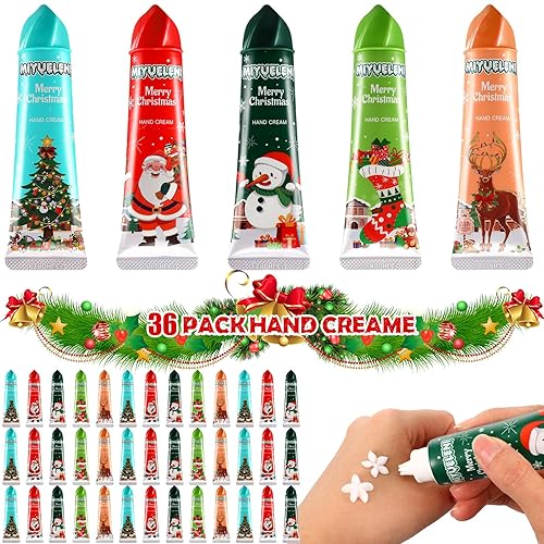 Juego de 36 piezas de crema de manos de Navidad para manos secas y agrietadas, crema hidratante de manteca de karité, loción de manos, loción de