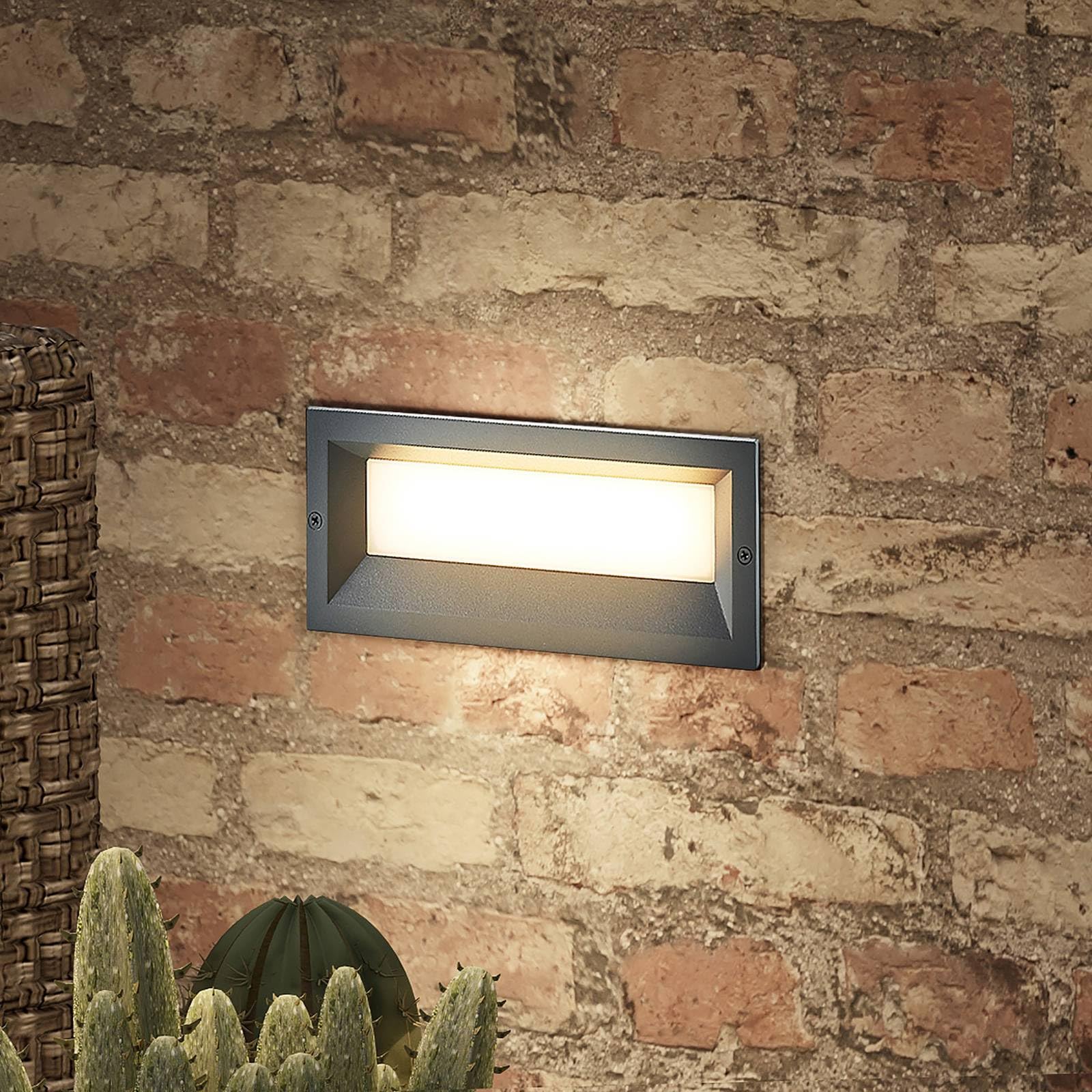 Lucande LED Lámpara de pared exterior Lachlain (Moderno) en Gris hecho Aluminio (1 llama, lámpara empotrable para exteriores, aplique exterior/fachada vivienda