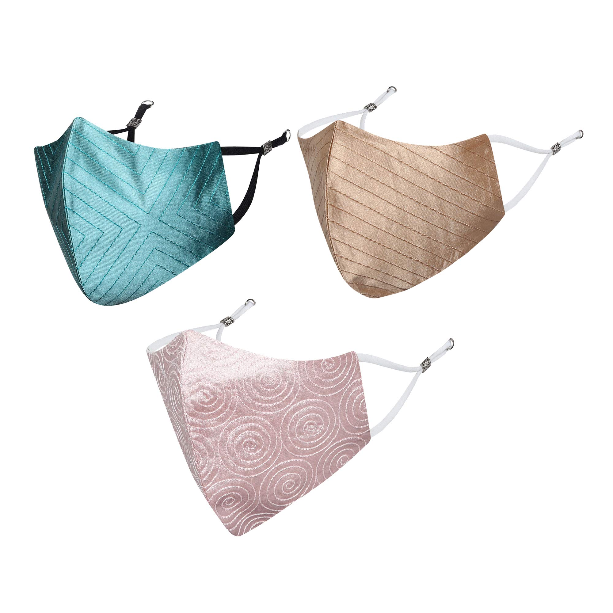 MASQ Satin Cloth 4 Layer Reusable Face Mask Combo for Women, Girls (Large, Teal-Gold-Pink, Without Valve, Pack of 3) (B08RZ5DCXB) Amazon Price History, Amazon Price Tracker