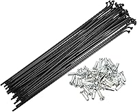 Vista 18 de X AUTOHAUX 40 piezas 14G J Bend 0.079 in bicicleta radios con pezones acero negro