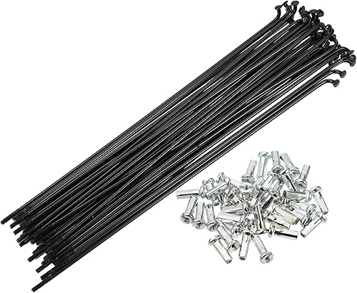 Miniatura 18 de X AUTOHAUX 40 piezas 14G J Bend 0.079 in bicicleta radios con pezones acero negro