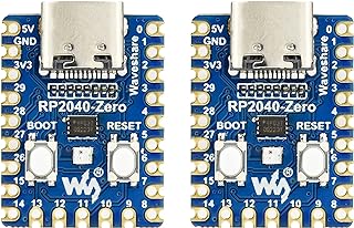 2PCS RP2040-Zero Mini Board, Pico-Like MCU Board Based on Raspberry Pi MCU RP2040, Dual-Core Arm Cortex M0+ Processor, Onboard 2MB Flash Memory, Type-C USB Connector, Support C/C++，MicroPython