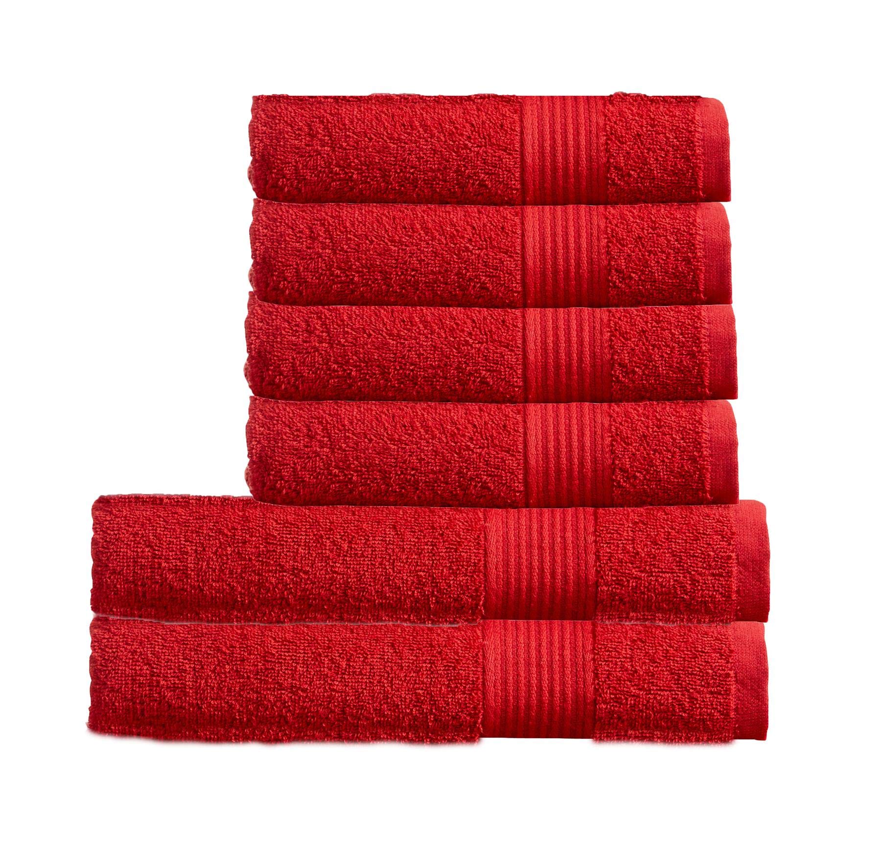 Olivia Rocco Egyptian Cotton Towels Home Bathroom Towel Set Bale Fade Resistant 500gsm Home Collection Bales Bath Sets, 2 Bath and 4 Hand Towels Red