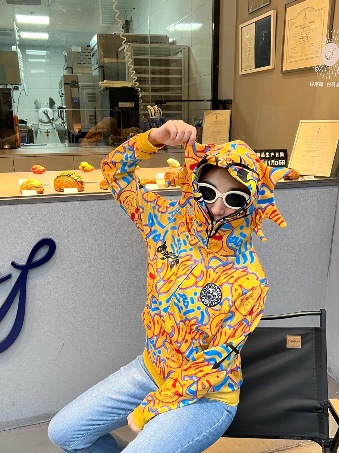 Retro Lazy Style Hoodie for Men Women Fun Multi Angle Full Zip Up Hoodie Oversized Hooded Sweatshirt - Image 6