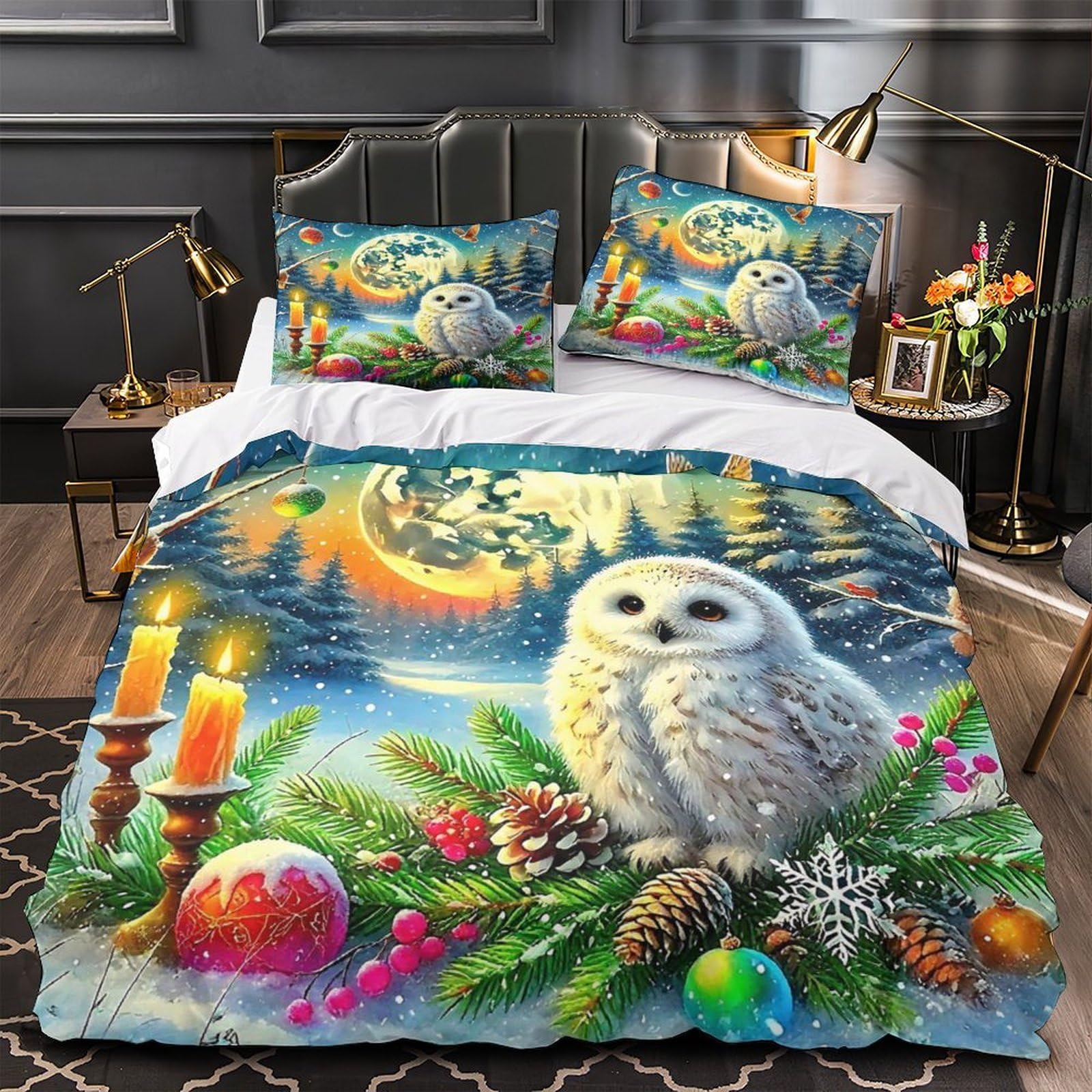 Parure de lit lune 3D 260x220 en microfibre douce avec taies