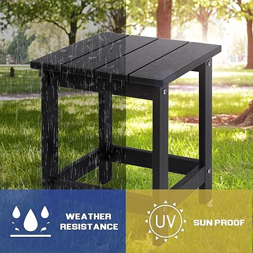 Miniatura 8 de LZRS Adirondack - Mesa auxiliar cuadrada para exteriores, mesa de patio compuesta para piscina, mesas auxiliares de polietileno de alta densidad