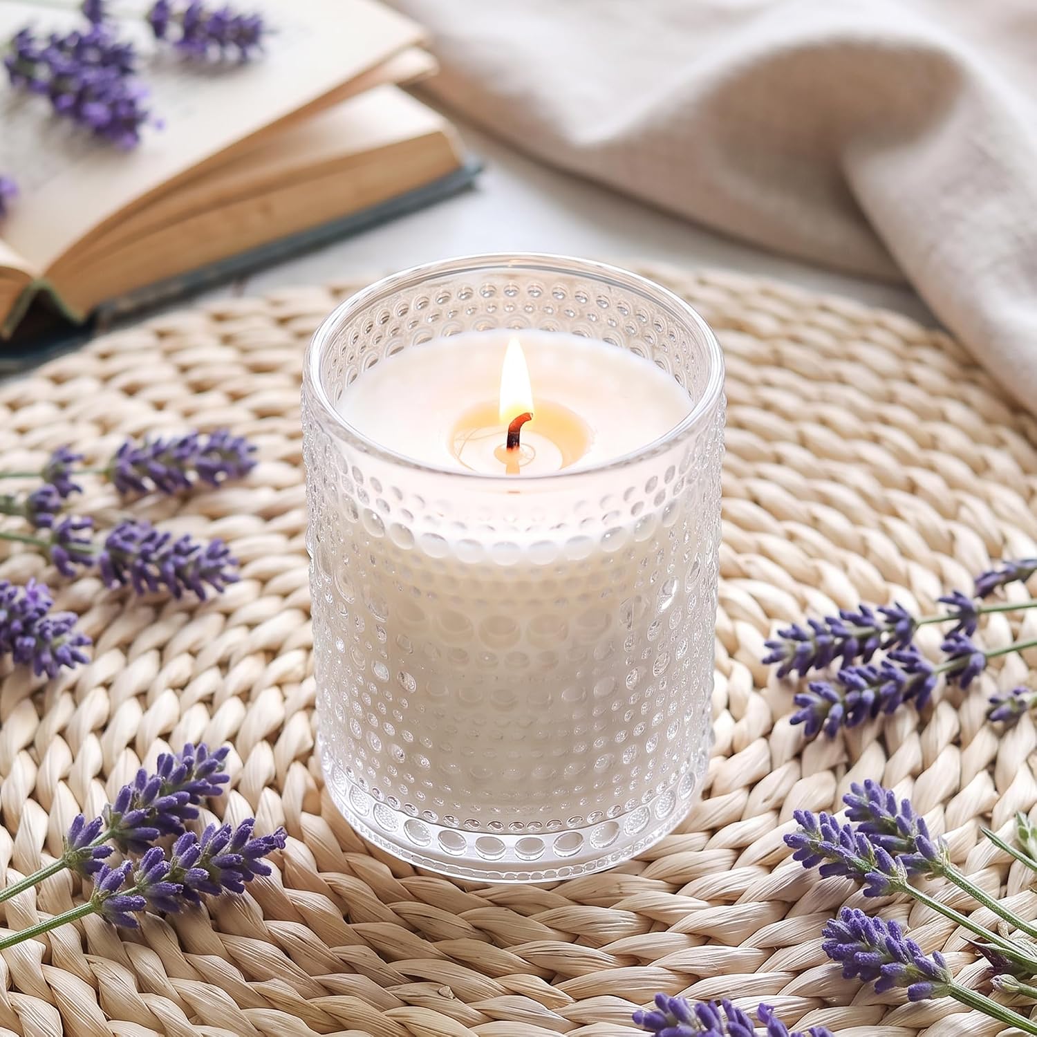 DARJEN 12 Pcs 8oz Glass Candle Jars with Lids, Candle Tins-Clear