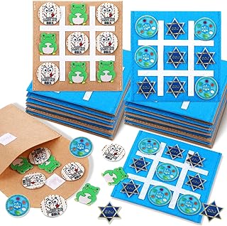 12 Set Passover Tic Tac Toe Gifts for Jewish Seder Meal Passover Party Game Pesach Mini Board Game for Kids Adults Matzah Seder Passover Party Supplies Decorations