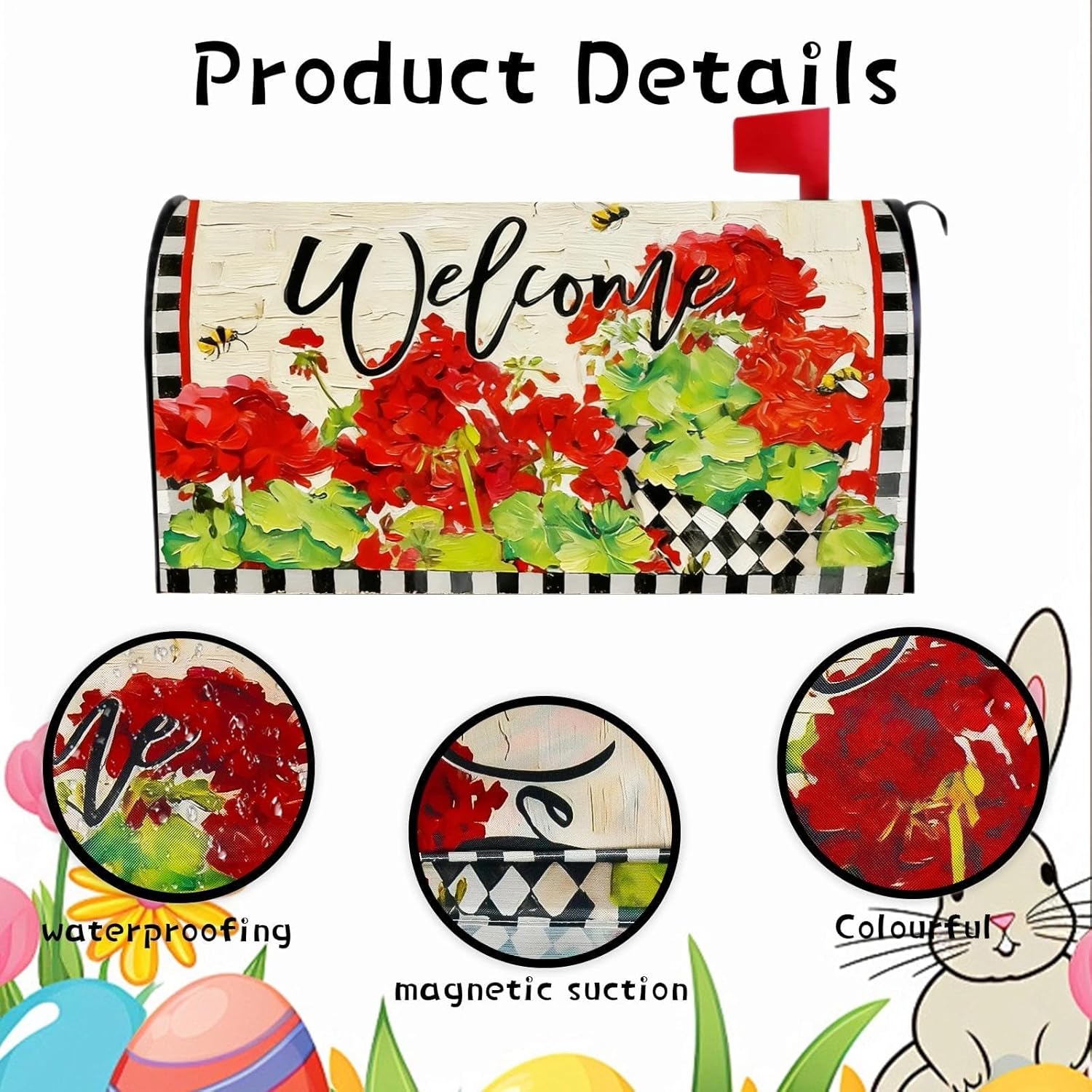 4Pcs Holiday Mailbox Cover Magnetic Standard Size 21 x 18 inch Waterproof Post Box Cover for Garden Patio Decoration (Valentine's Day,St Patrick's Day,Easter,Spring Magnetic Mailbox Covers Set)