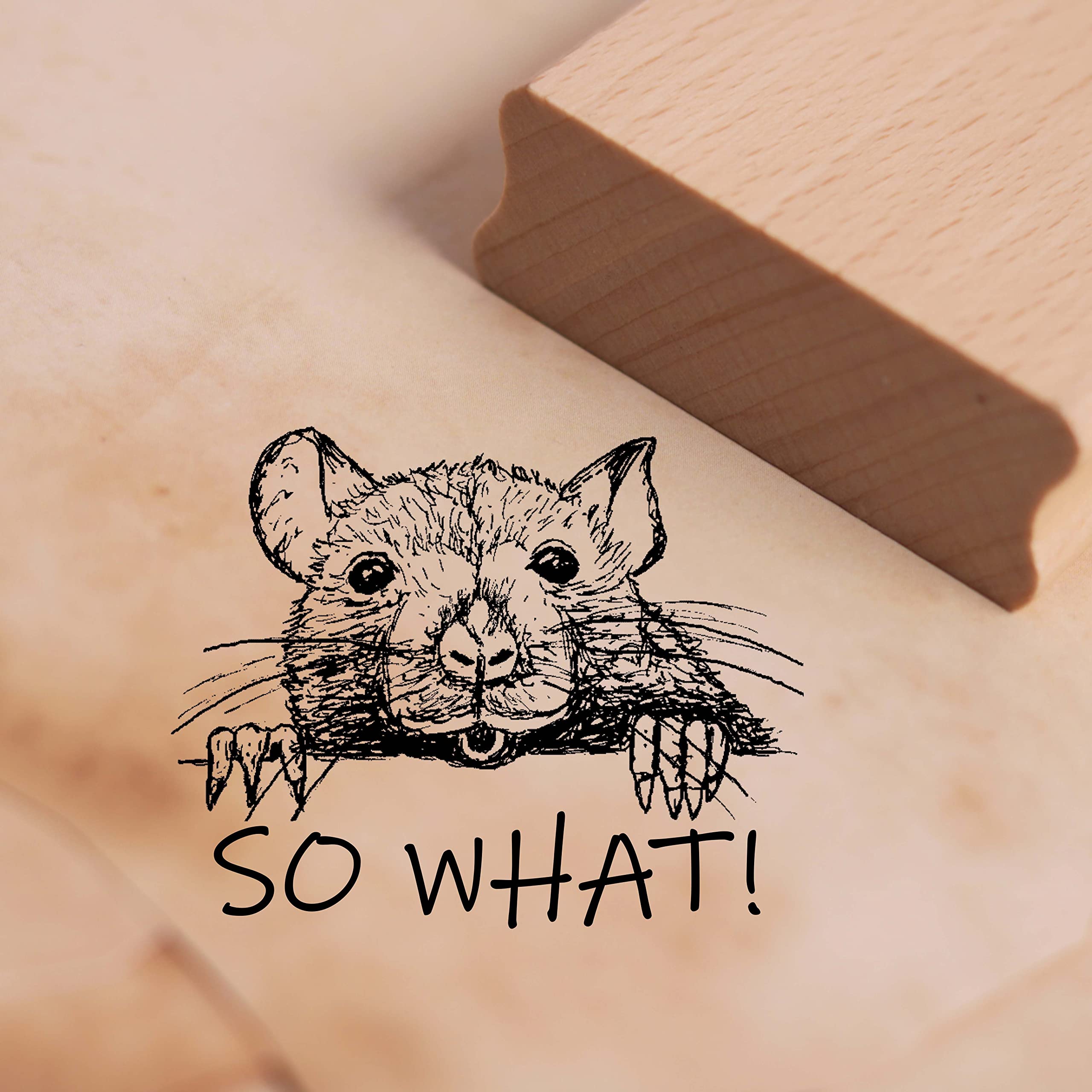 Deko-Lando Natural Motif Stamp "So What Rat" 48 X 38 Mm