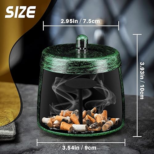 Miniatura 5 de Cenicero para cigarrillos al aire libre, cenicero al aire libre con tapa para cigarrillos, cenicero de metal sin olor a viento sin humo para patio,