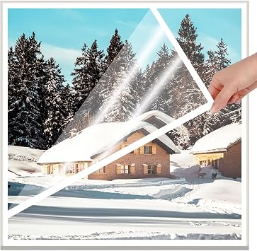 Window Insulation Film for Windows, 80x175cm31.5x69in Winter Window Insulation Film Kit, Insulating Window Film Tarpaulin for Interior Patio Doors and Windows White