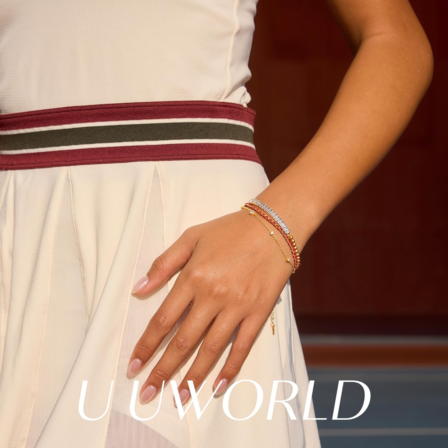 Red String Bracelet for Women, 18K Gold Plated Lucky Clover Bracelet, Adjustable Sp... - Image 5