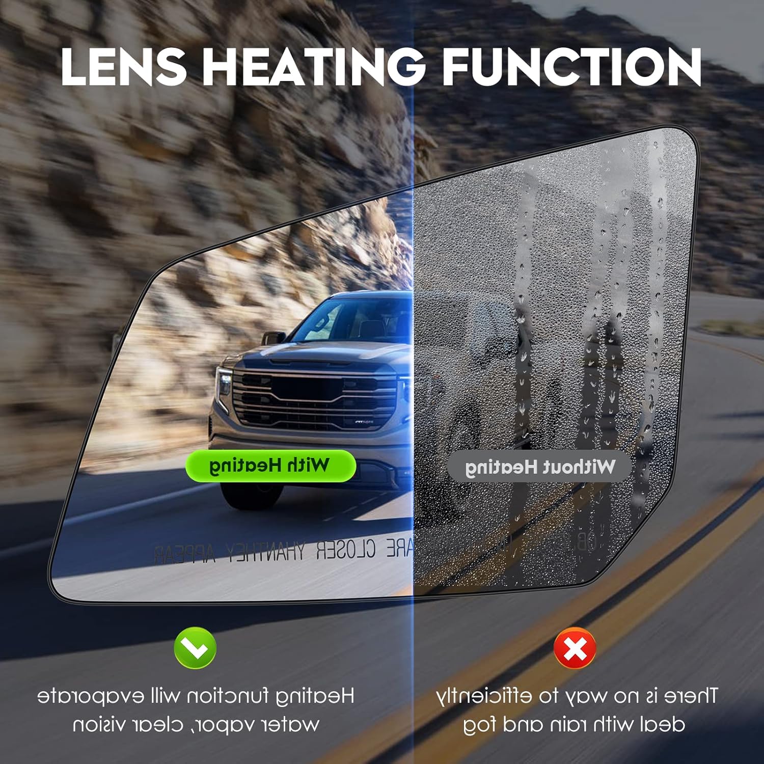 New Driver Left and Passenger Right Side Heated Mirror Compatible With GMC Acadia Chevy Traverse Saturn Outlook Replacement for 15951926 15951928 with Plastic Backing Plate Heated Glass