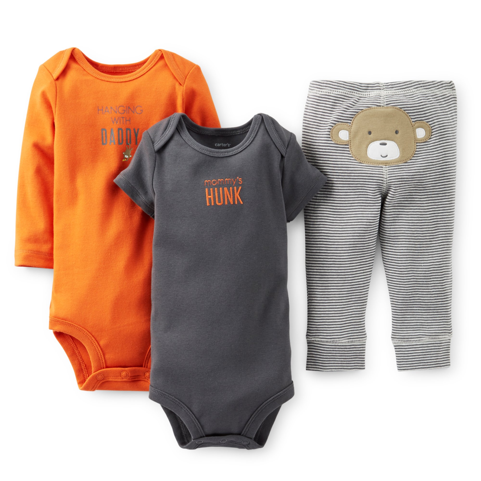 Ensemble 3 pièces Carter's bébé garçon orange 9 mois vêtement coton