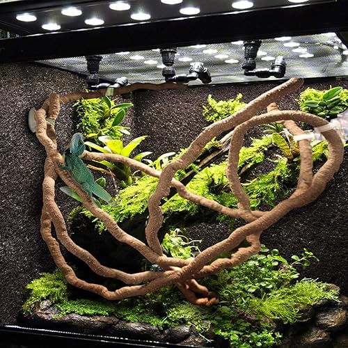 Miniatura 6 de PINVNBY Hamaca de dragón barbudo, accesorios de tanque de dragón barbudo, enredaderas trepadoras de jungla flexibles hojas de terrario de reptiles 3