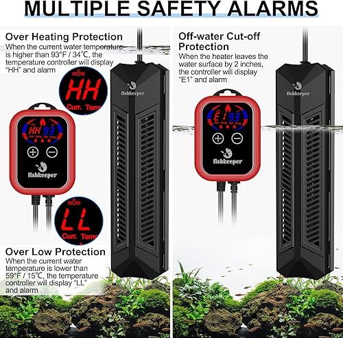 Miniatura 3 de Calentador de acuario, calentador de tanque de peces ajustable de 1000 W con controlador de pantalla digital, calentador de agua sumergible con