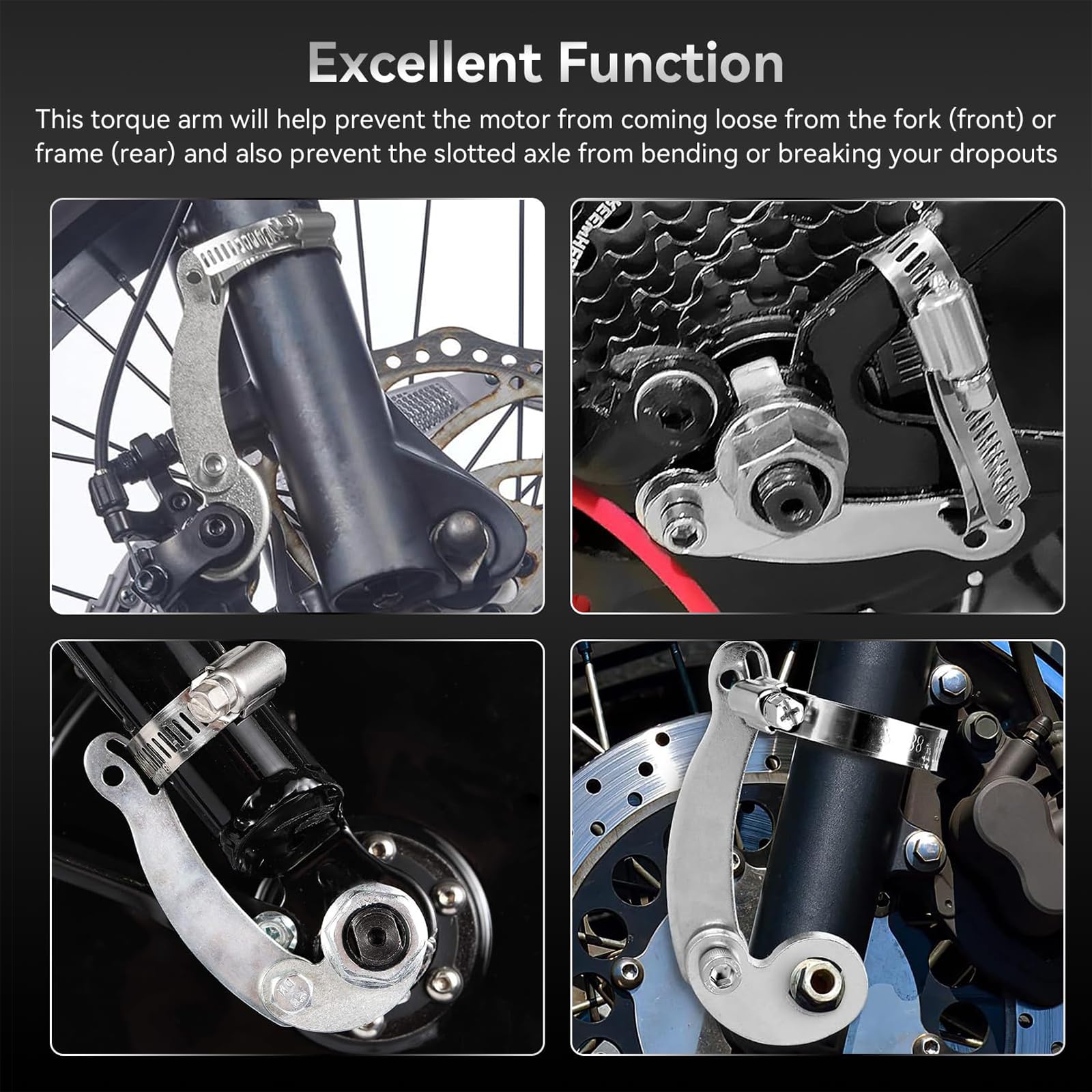 Bracci Torque EBike – 2 set di kit di conversione braccio dinamometrico ferro-alluminio, misura universale per biciclette elettriche, accessori per protezione albero motore, stabilità forcella