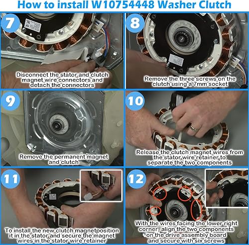 Miniatura 7 de W10754448 Embrague de arandela (120V, 60HZ, 0.22A) Compatible con hidromasaje may-tag ken-more crosley Washer WTW7300DC0 WTW7300DW1 WTW8500DW1,