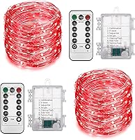 Vista 9 de Paquete de 2 Total 200 Luces LED de Hadas Luces de Cadena Operadas con Batería con Control Remoto y 8 Modos, 33 Pies Cable de Cobre Impermeable