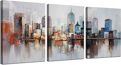 Miniatura 1 de Arjun Lienzo de playa con océano, pintura costera, imágenes de baño de cielo azul, paisaje verde azulado, puesta de sol, obra de arte panorámica