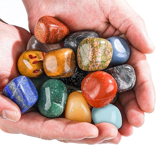 Miniatura 2 de Piedras pulidas y cristales a granel, 20 piezas de 1/2 a 1 pulgada de tamaño aleatorio surtido de piedras preciosas pulidas naturales pulidas para
