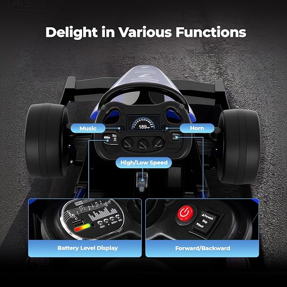 Officially Licensed Formula E Kids Ride On Car, 12V Electric Race Car with Parent Remote Control, 3 Speeds, Safety Belt, Ages 3-8, Racing Blue
