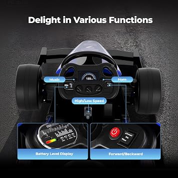 Officially Licensed Formula E Kids Ride On Car, 12V Electric Race Car with Parent Remote Control, 3 Speeds, Safety Belt, Ages 3-8, Racing Blue