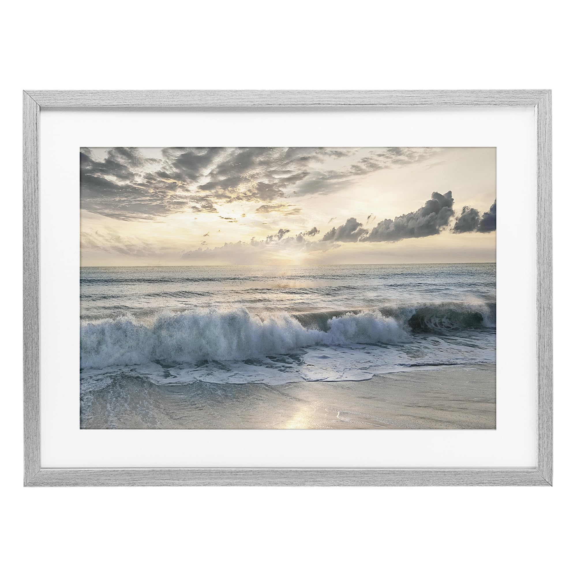 Sunset Shoreline Coastal Seascape, 17 x 23 Inch Framed Print Under Glass