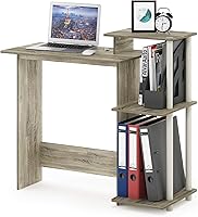 Vista 21 de Furinno Efficient Home - Escritorio para computadora portátil/laptop con estantes cuadrados, color americano/negro