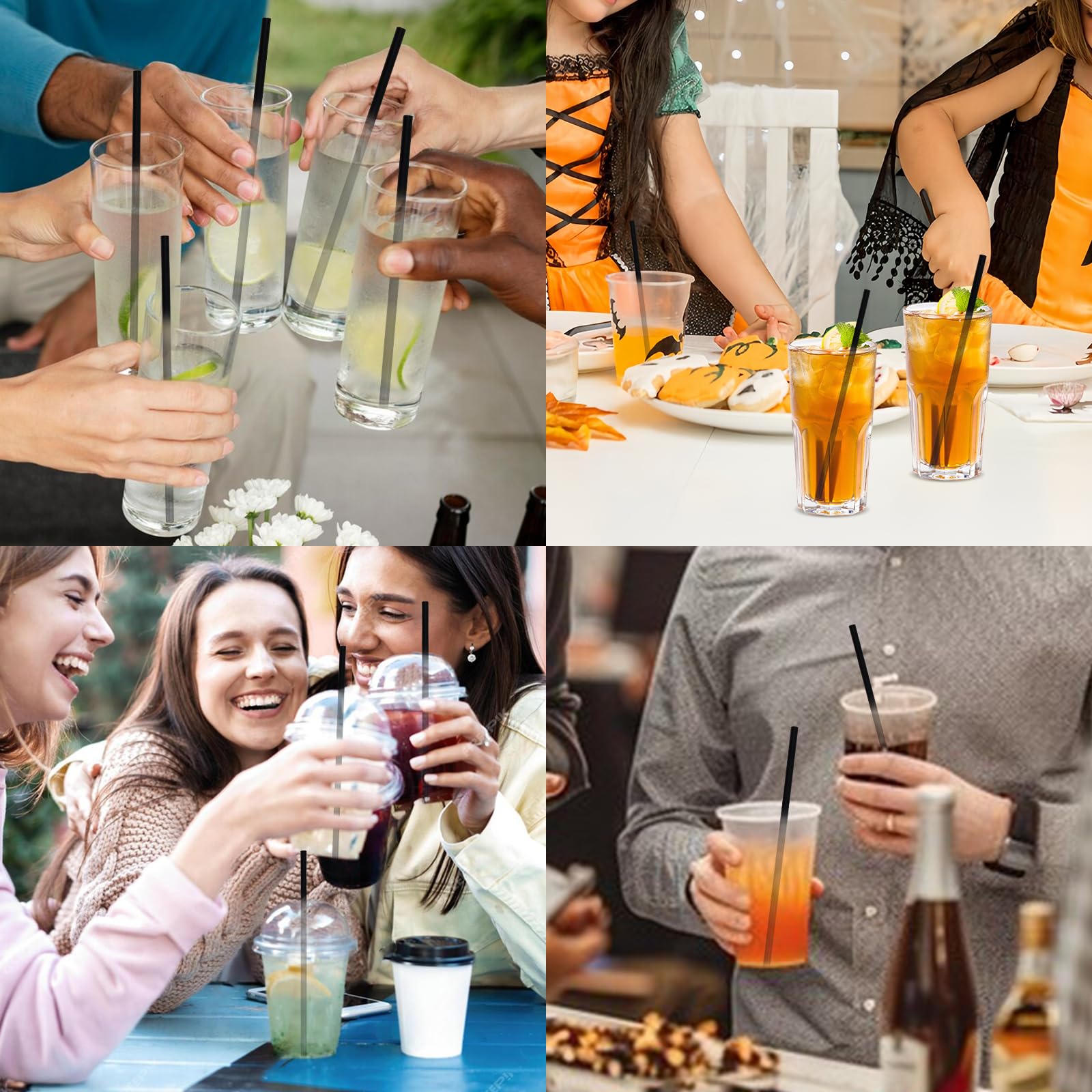 Cannucce di carta usa e getta nere – 100 pezzi, 19,7 x 0,6 cm – per cocktail, caffè, bevande, bar, ristoranti